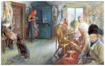  1890 - Bauer Innenraum im Winter 1890 Carl Larsson 